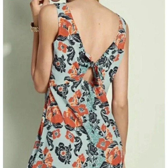 CAbi Dress Womens Small Maya Sleeveless Blue Orange Floral Resort - Picture 2 of 6